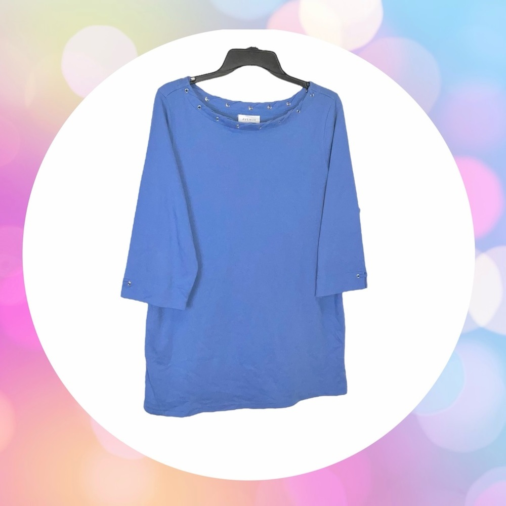 Avenue Dark Cornflower Blue Shirt Tunic Top Women Size 14/16